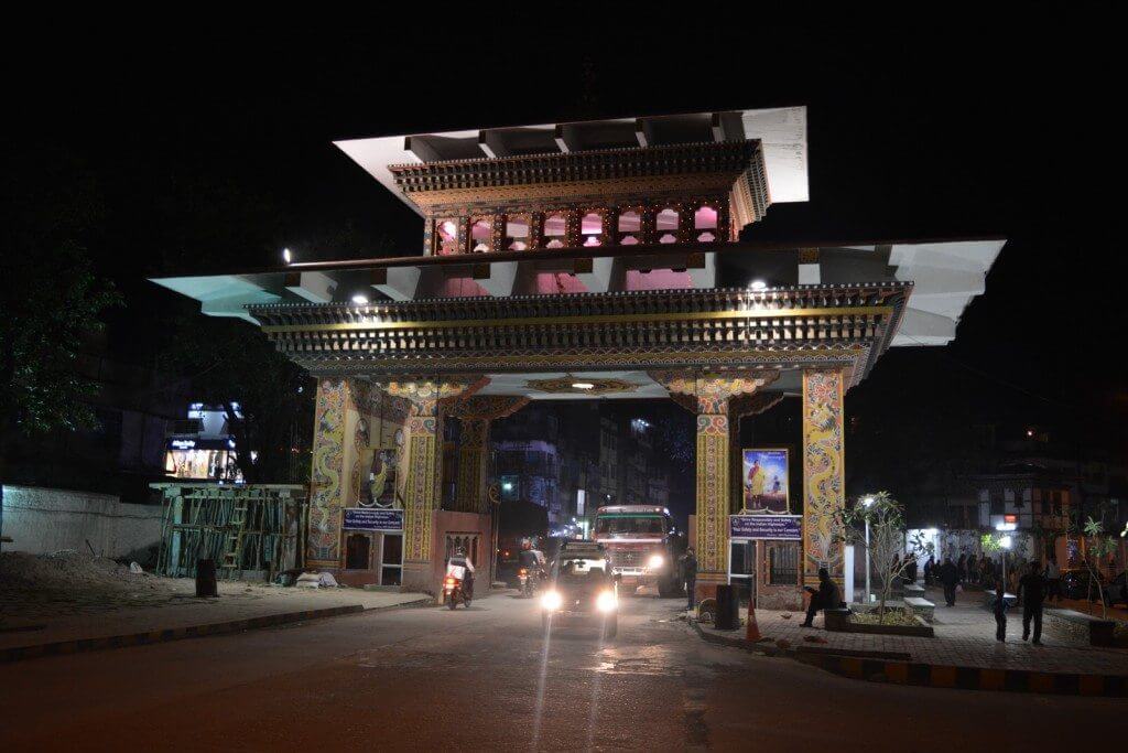 Bhutan Gate At Night